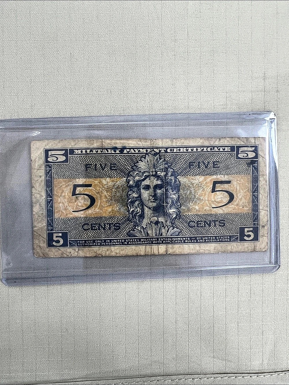 US Government Series 521 5 Cents Military Payment Certificate